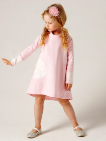 Платье футер с гипюром, розовое арт. 1562/005
